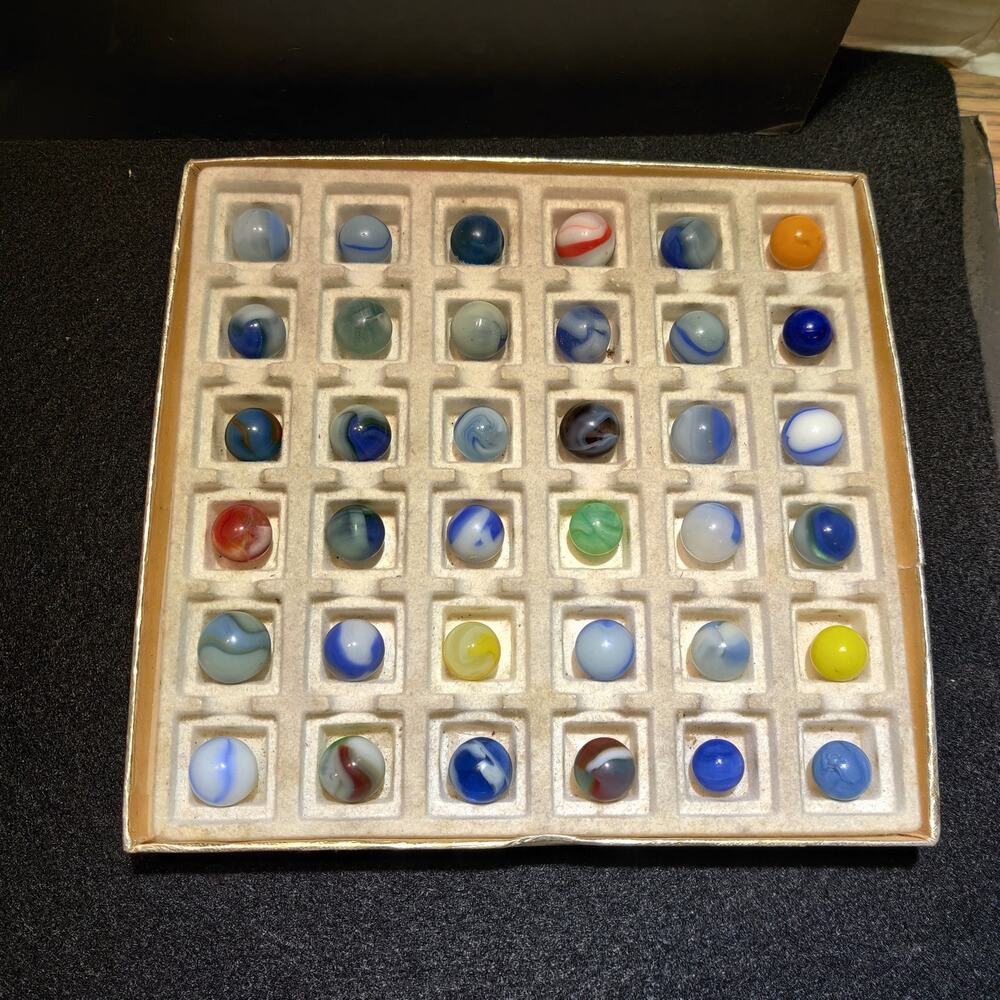 LOT of 36 Vintage marbles ESTATE FIND Approx. 1/2" Various Colors Kinds #a3